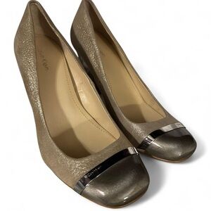 CALVIN KLEIN Blaine Tan block heel pumps size 7